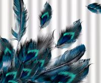 Штора для ванной САНАКС синие перья, без колец